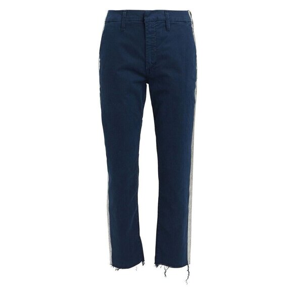 Mother Women's Size 25 Killing Time Blue The Shaker Prep Fray Pants Stripe Jeans - Picture 1 of 9